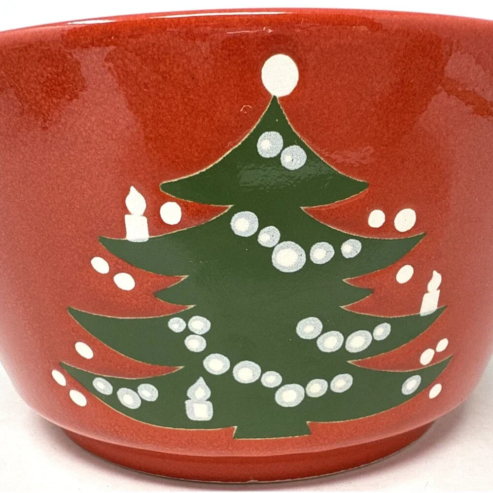 Waechtersbach Red Christmas Tree Serving Bowl Western Germany 9
